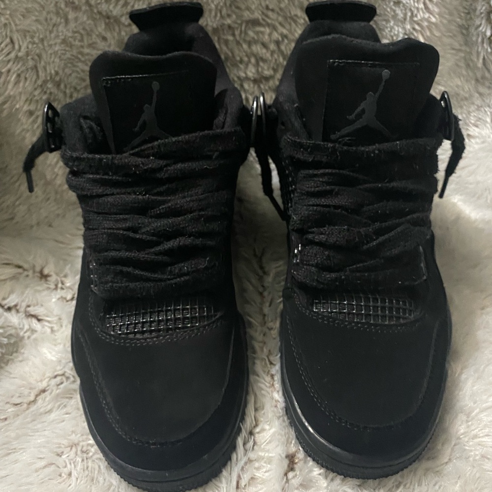 Jordan 4 Black Cats with Suede Finish